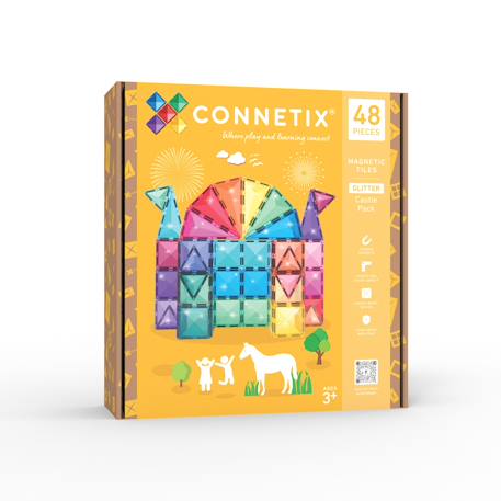 Connetix - Jeu De Construction Magnétique Pack Château Pailleté, 48 Pièces Multicolore