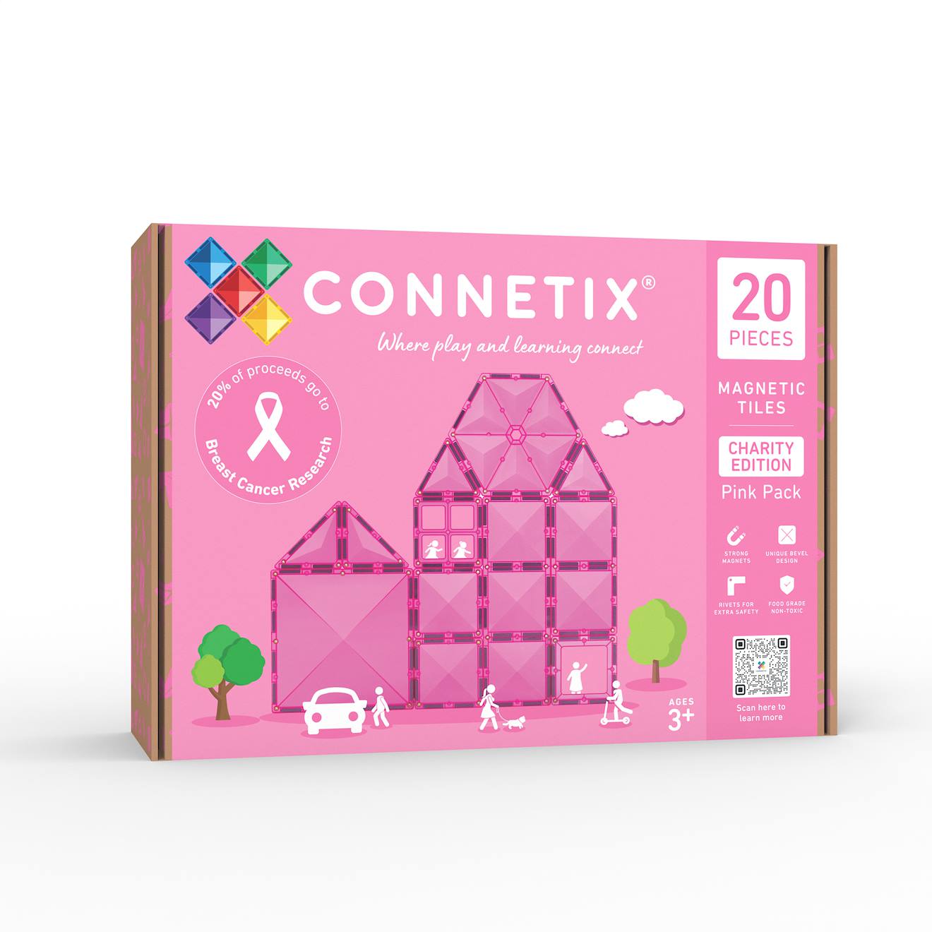 Jeu De Construction Magnétique Édition Caritative Pack Pink, 20 Pièces Pink