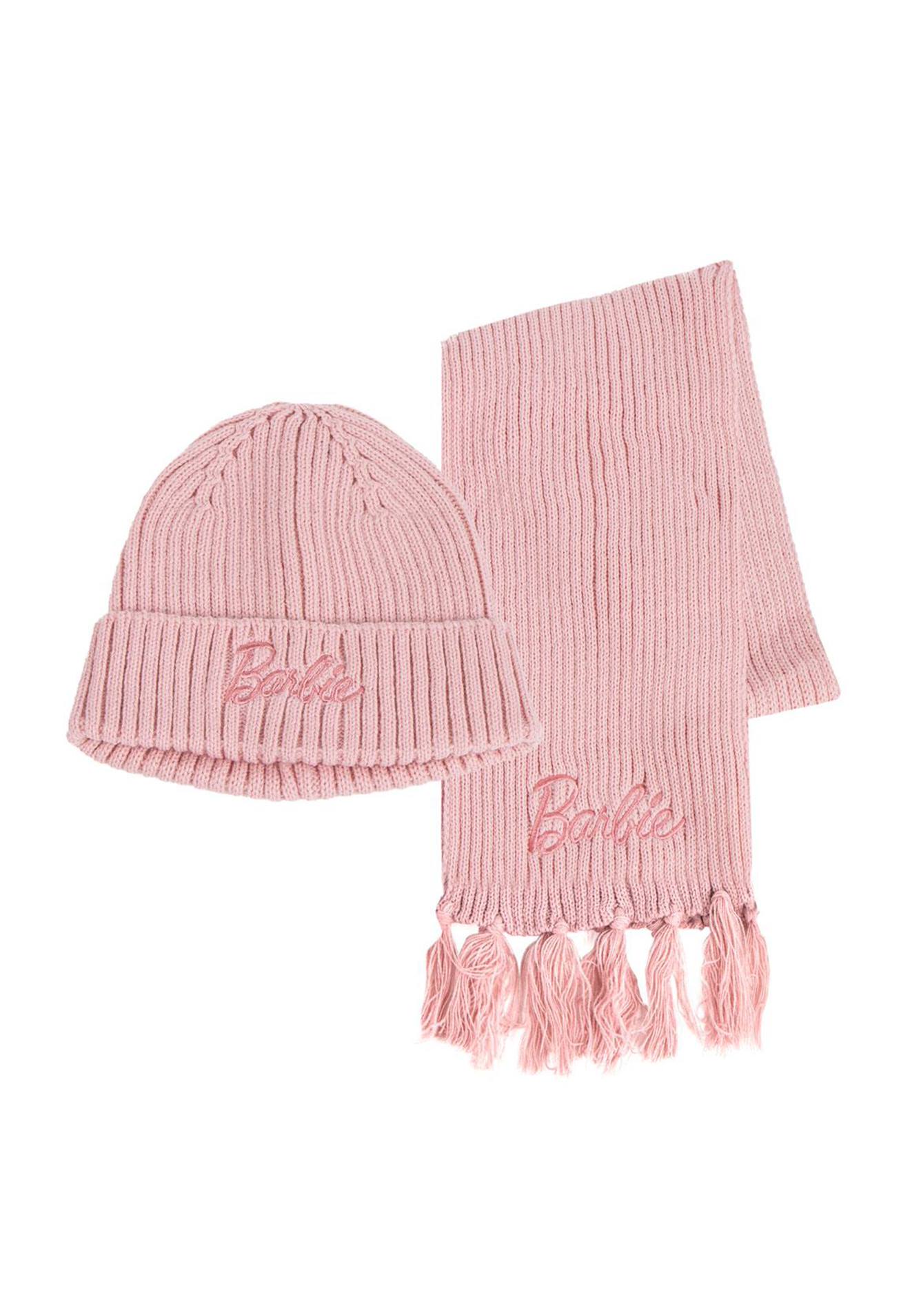 Ensemble Bonnet + Foulard Barbie Rose