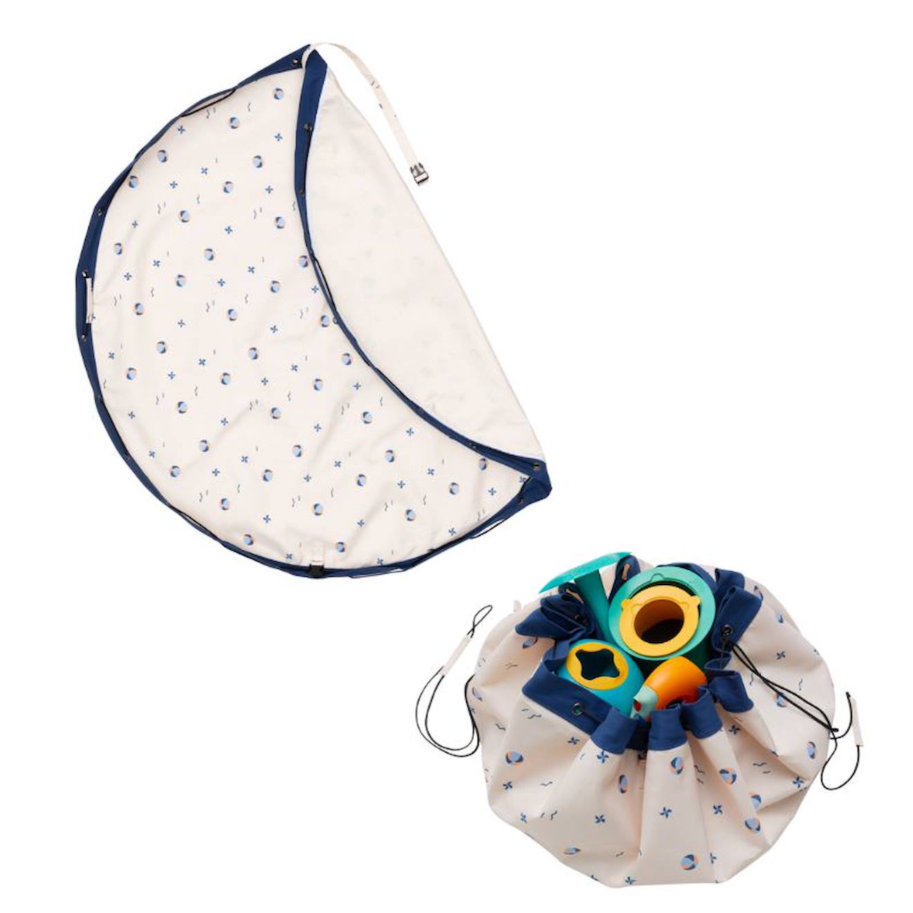 Tapis De Jeu & Sac À Jouets- Outdoor - Ballon Beige & Bleu