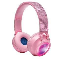 Jouet-Multimédia-Casque lumineux pliable bluetooth et filaire girly avec limitation du volume  85 dB