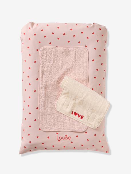 Vertbaudet - Matelas à langer + 2 tapis de change personnalisable MON COEUR rose imprimé