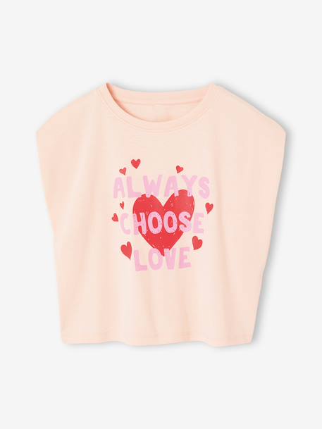 Fille-T-shirt, sous-pull-T-shirt-Tee-shirt fille cropped manches courtes épaulées