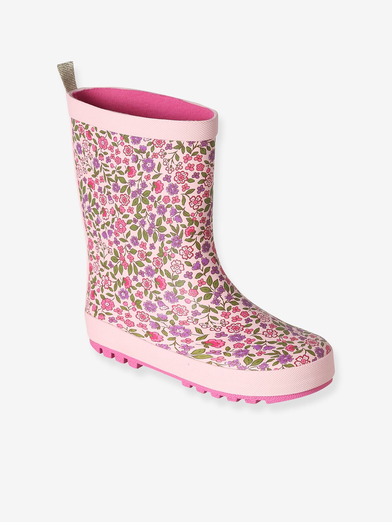 Bottes de pluie caoutchouc imprimé enfant collection maternelle lot rose