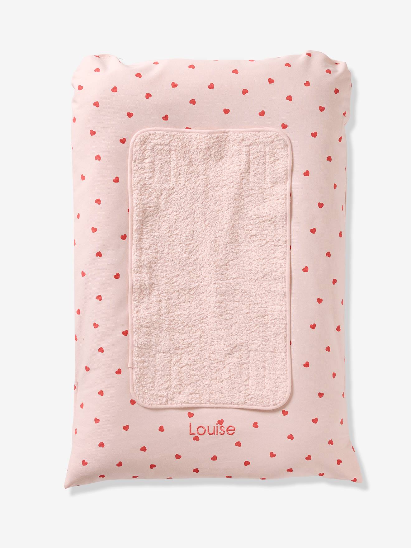 Matelas à langer + 2 tapis de change personnalisable MON COEUR rose imprimé (Vertbaudet) - Image 1