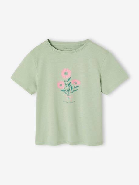 Haut Boutonné F&F Fille 8-9 Ans – Vert Géométrique, Sans Manches, Col Scoop, Basique