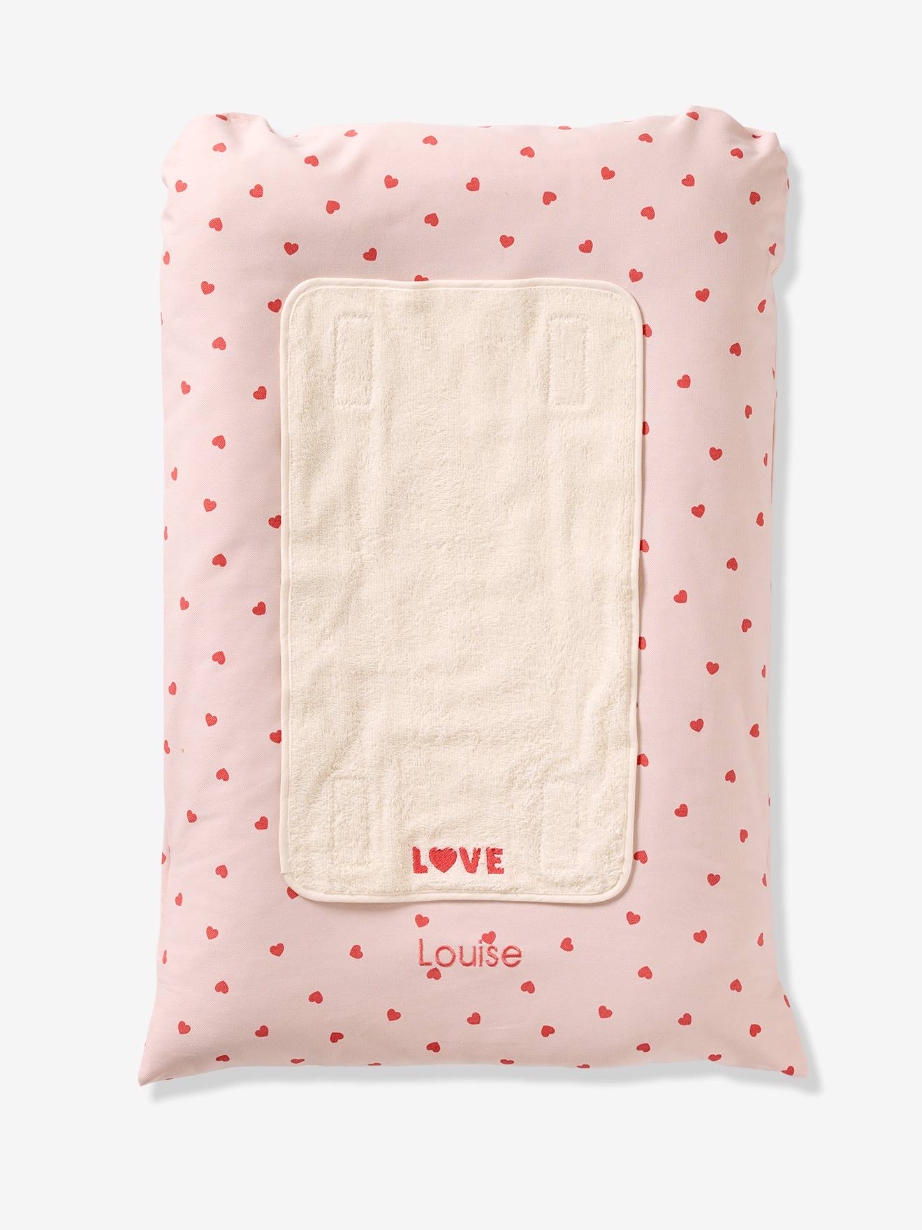 Matelas à langer + 2 tapis de change personnalisable MON COEUR rose imprimé (Vertbaudet) - Image 2