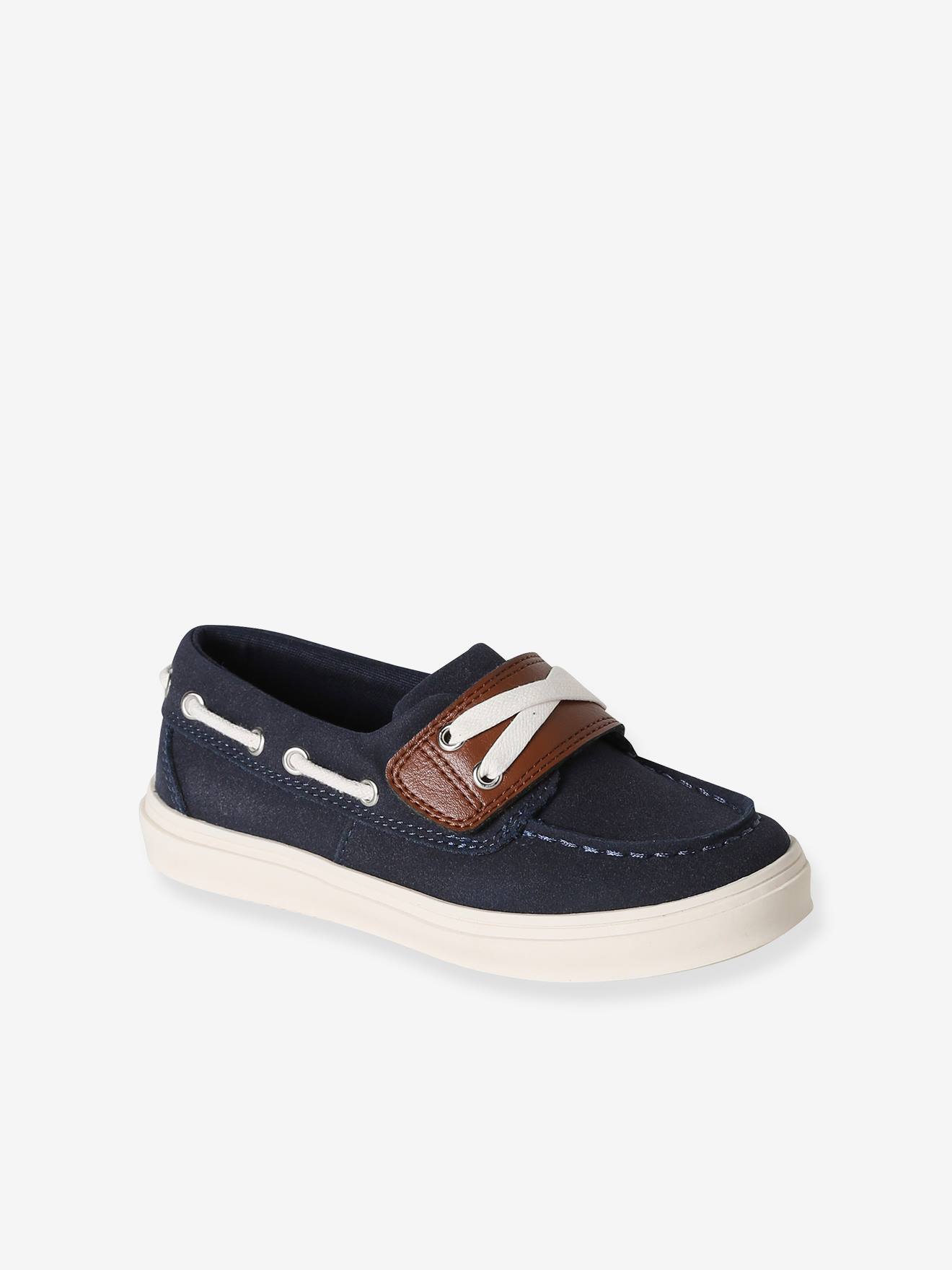 Chaussures bateau enfant garçon à scratch marine