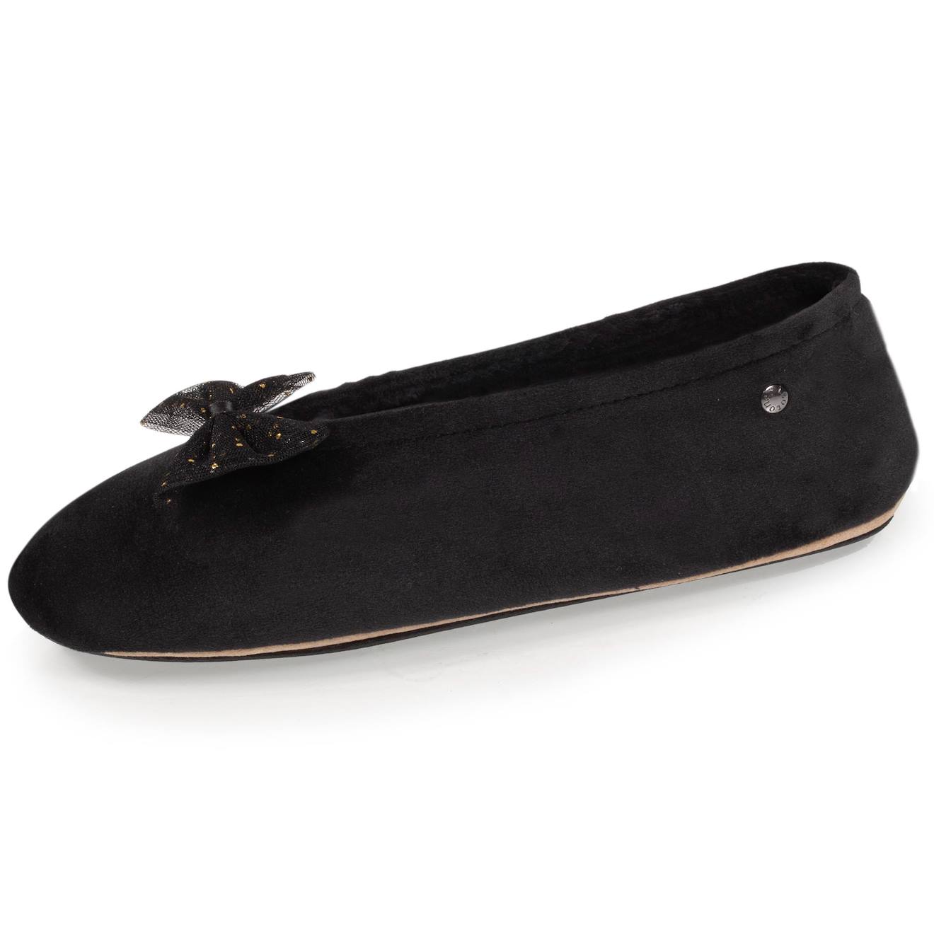 Chaussons Ballerines Détail Nœud Précieux Noir