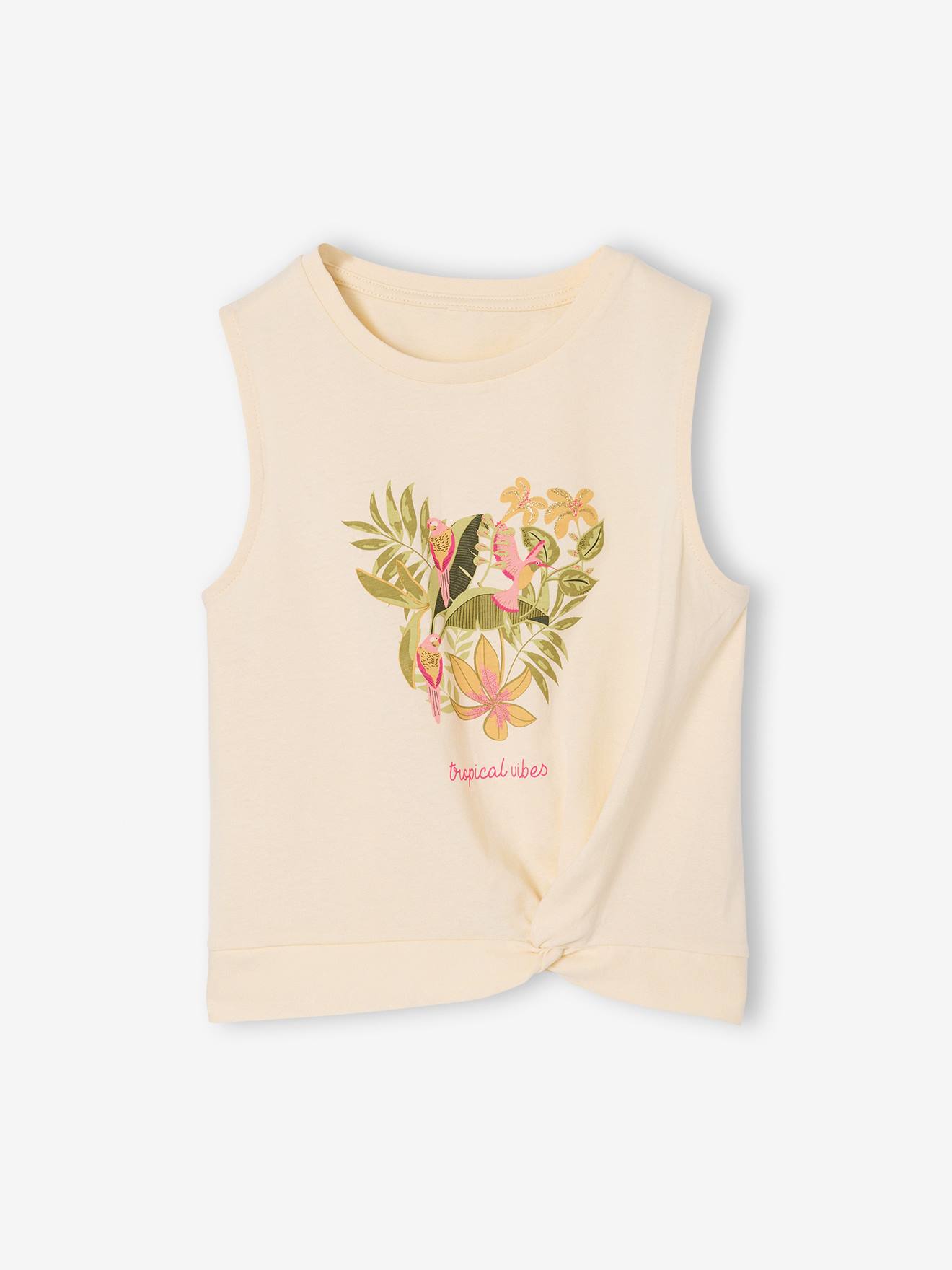 T-shirt fille imprimé écru