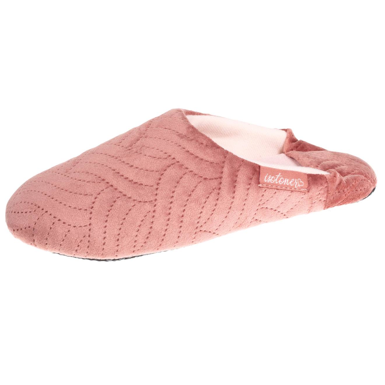 Chaussons Mules En Microvelours Et Semelle À Picots Antidérapants Blush