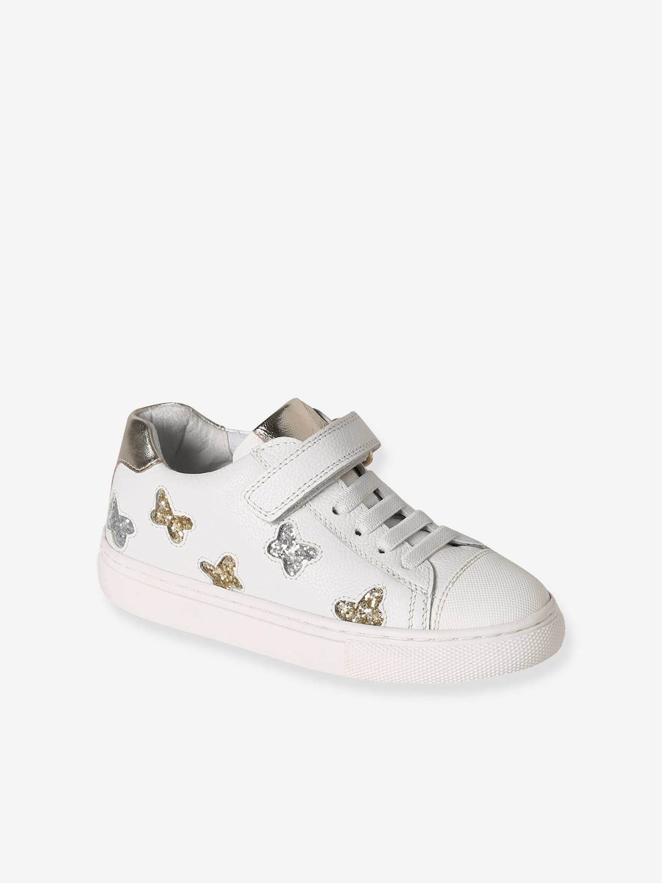 Baskets basse enfant cuir blanc
