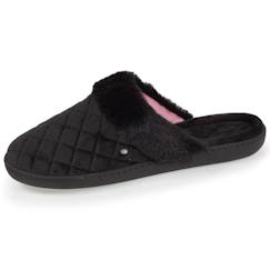 -Chaussons mules en microvelours matelassé