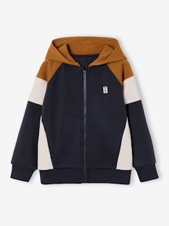 Sweat zippé garçon capuche coloblock  - vertbaudet enfant
