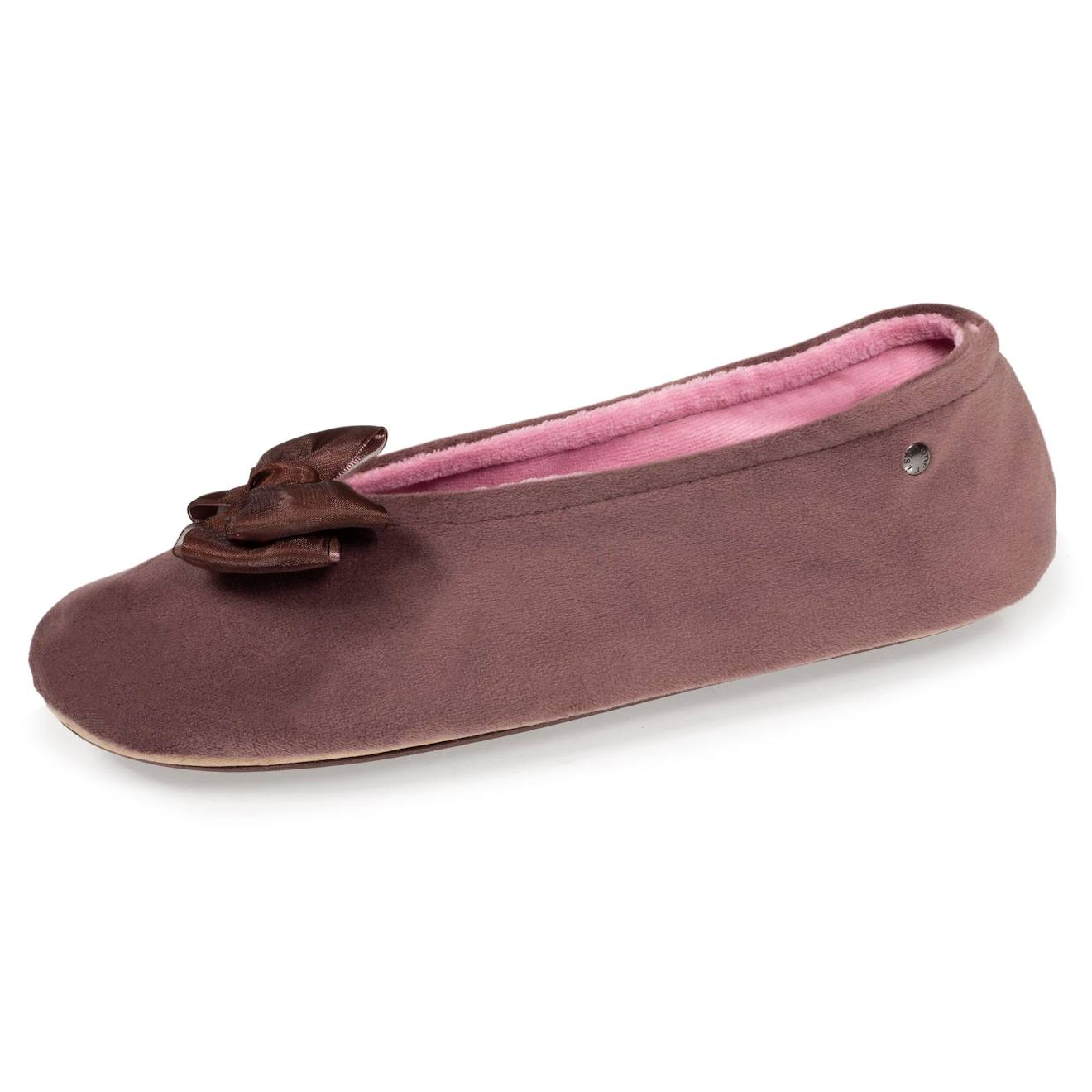 Chaussons Ballerines Détail Nœud Précieux Taupe