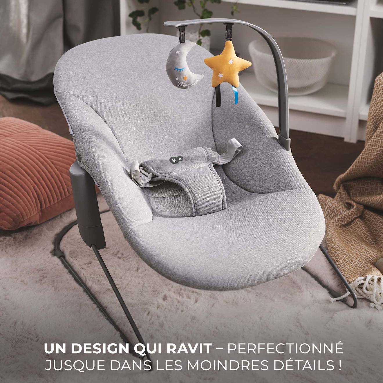 Transat Bebe Confortable Avec Arche De Jeu Amovible Gris (Kinderkraft) - Image 1