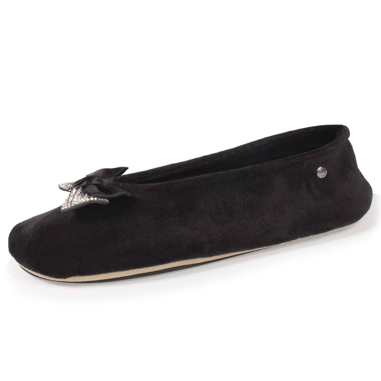 Chaussons Ballerines Nœud Bijou Noir