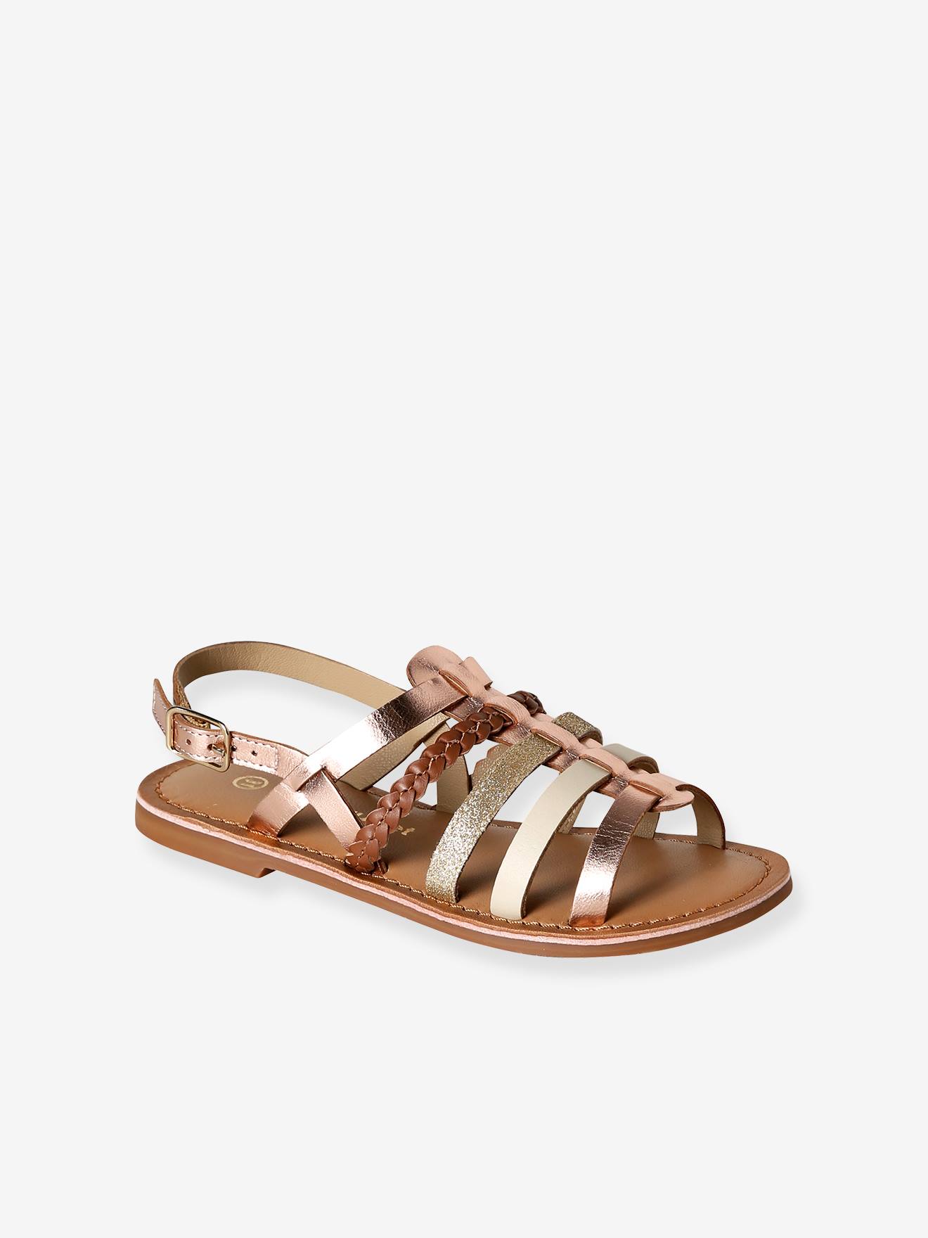 Sandales fille cuir multi brides or