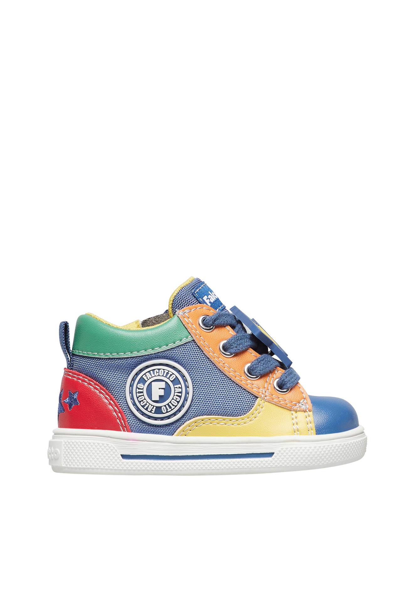 Baskets En Similicuir Et Tissu Shin Zip. Bleu-