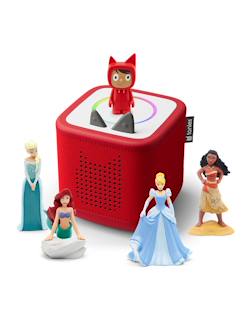 Jouet-Livres-Boîtes à histoires-Tonies toniebox 2 pack boite à histoire pour enfant 1 à 9 ans, robuste & facile à utiliser, avec vaiana, elsa, ariel, cendrillon, rouge