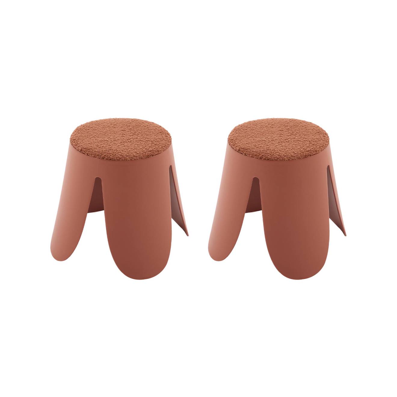 Lot De 2 Tabourets Empilables Enfant Polypropylène Et Bouclette Texturée - Niki Kids Terracotta