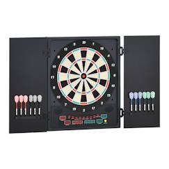 Jouet-Cible jeu de fléchettes électronique refermable 27 jeux 202 variations jusqu'à 8 joueurs affichage led haut-parleur noir