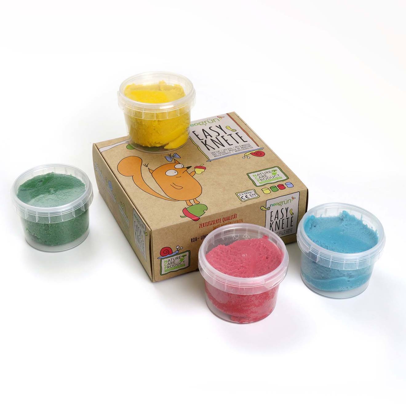 Neogrün - Pâte À Modeler "yuki" Naturelle & Vegan Bio Set De 4 Pots Jaune, Vert, Rouge, Bleu