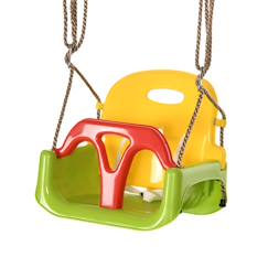 -Balançoire siège 3 en 1 évolutif réglable enfant - dossier, barre en t amovibles, ceinture