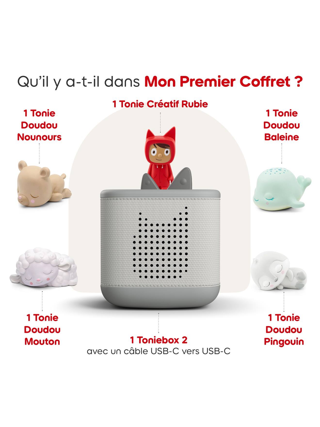 Tonies Toniebox 2 Pack Boite À Histoire Pour Enfant 1 À 9 Ans, Robuste & Facile À Utiliser, Les Copains Du Dodo, 4 Figurines, Gris Lune Multicolore (tonies) - Image 1