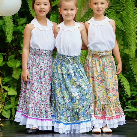 Jupe longue fleurie  bohème   2-en-1  esmeralda  - vertbaudet enfant