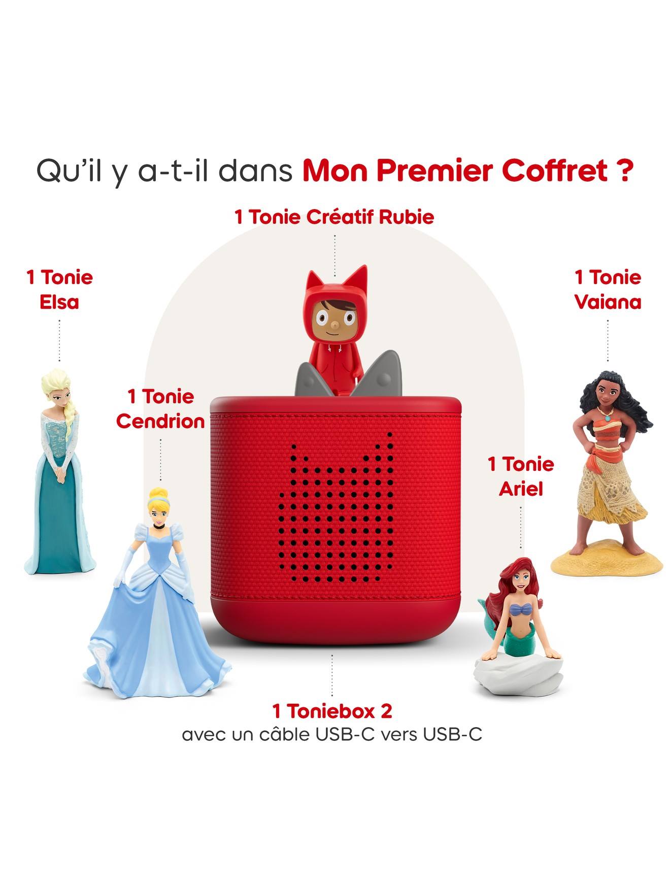 Tonies Coffret Toniebox Au Royaume Des Princesses Cassis - 2 Histoires + 1 Figurine Créative