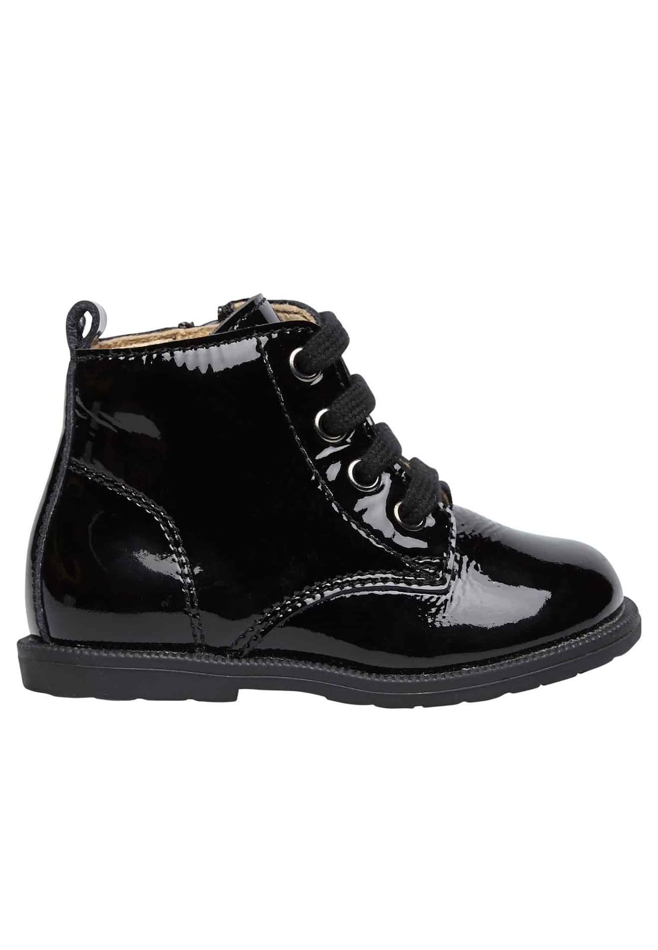 Bottines Vernies À Lacets Et Fermeture Éclair Robin New Noir-