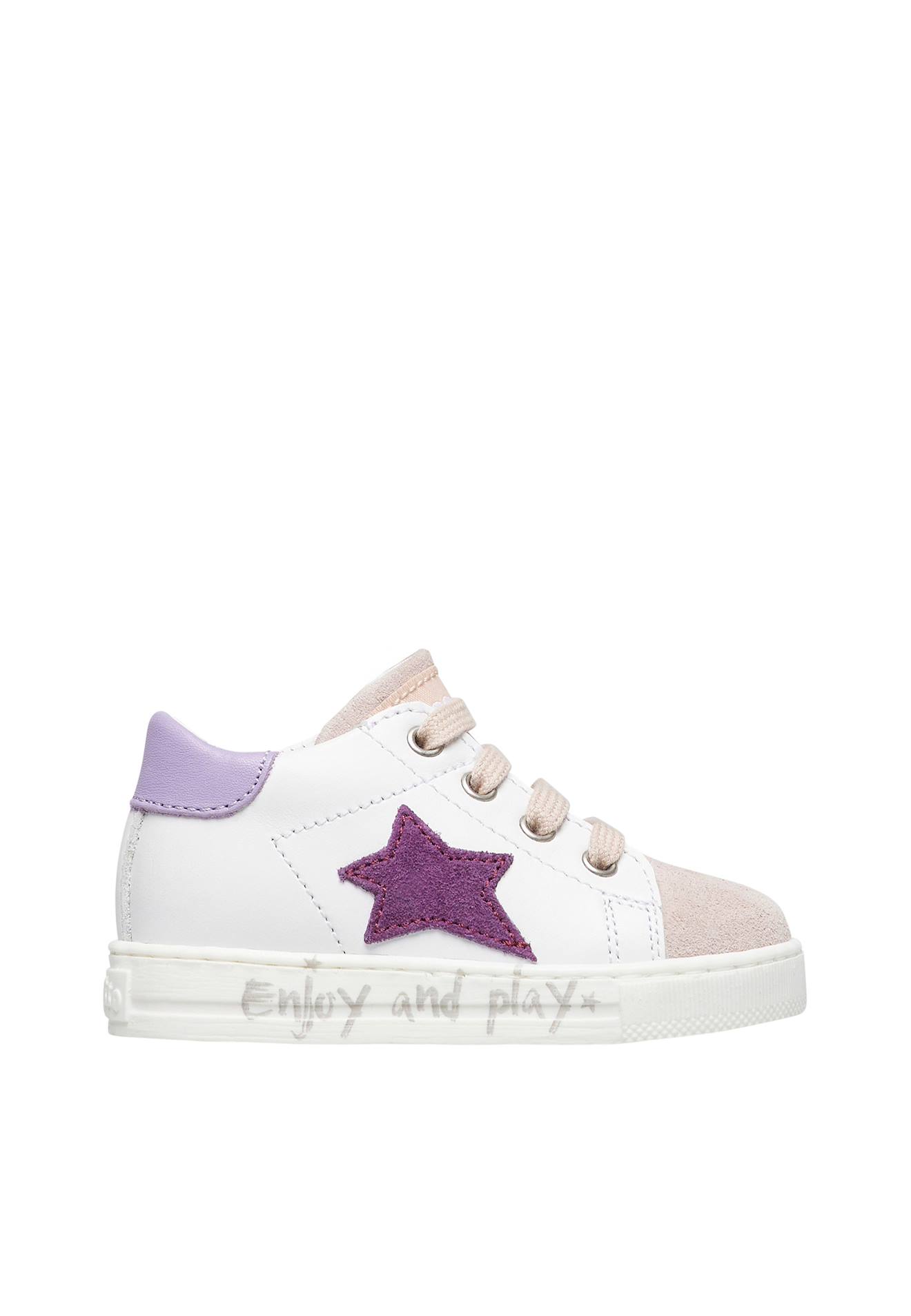 Baskets En Cuir Et Suède Sasha Blanc-rose-