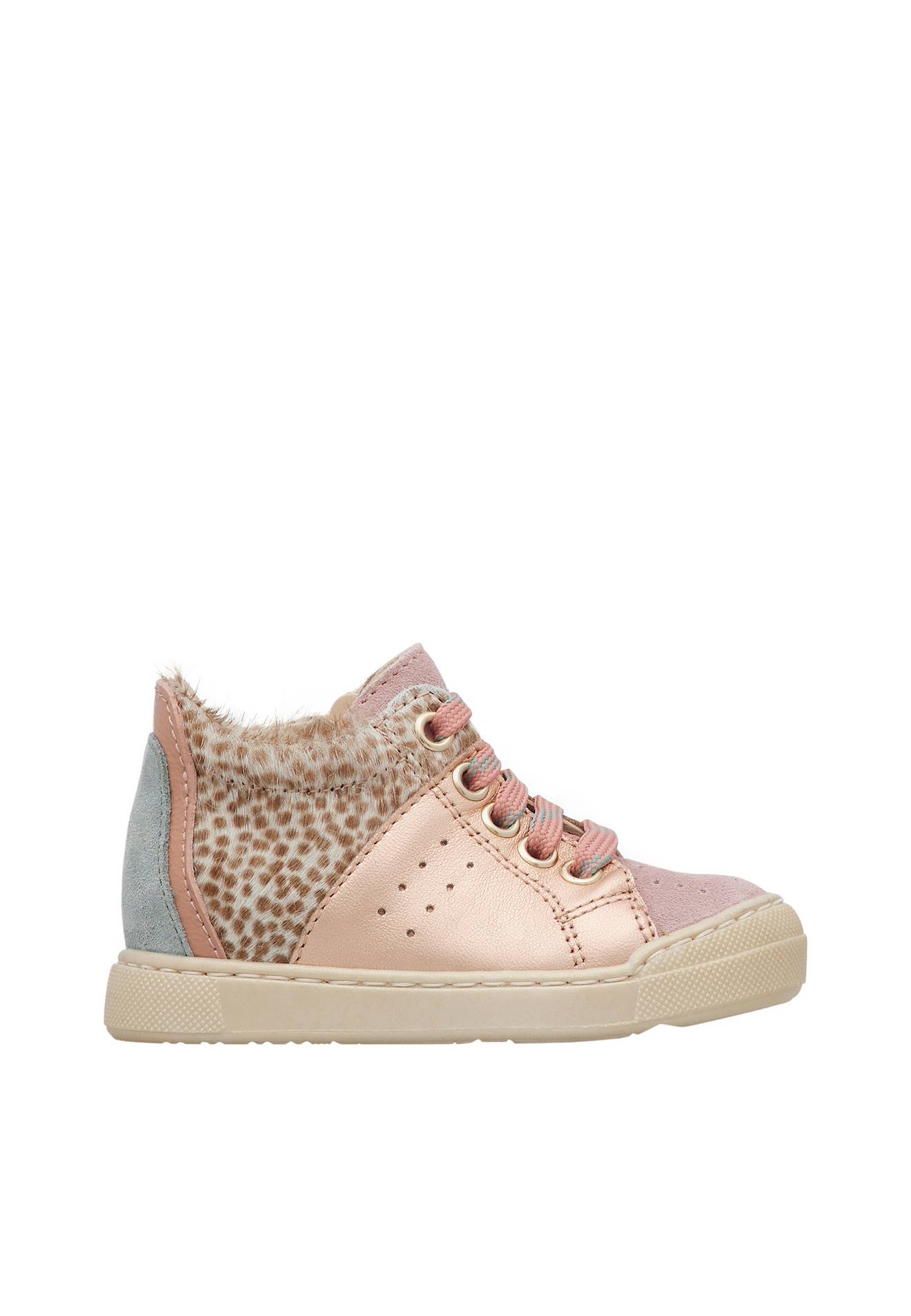 Baskets En Cuir Et Suède Fabron Zip Rose-