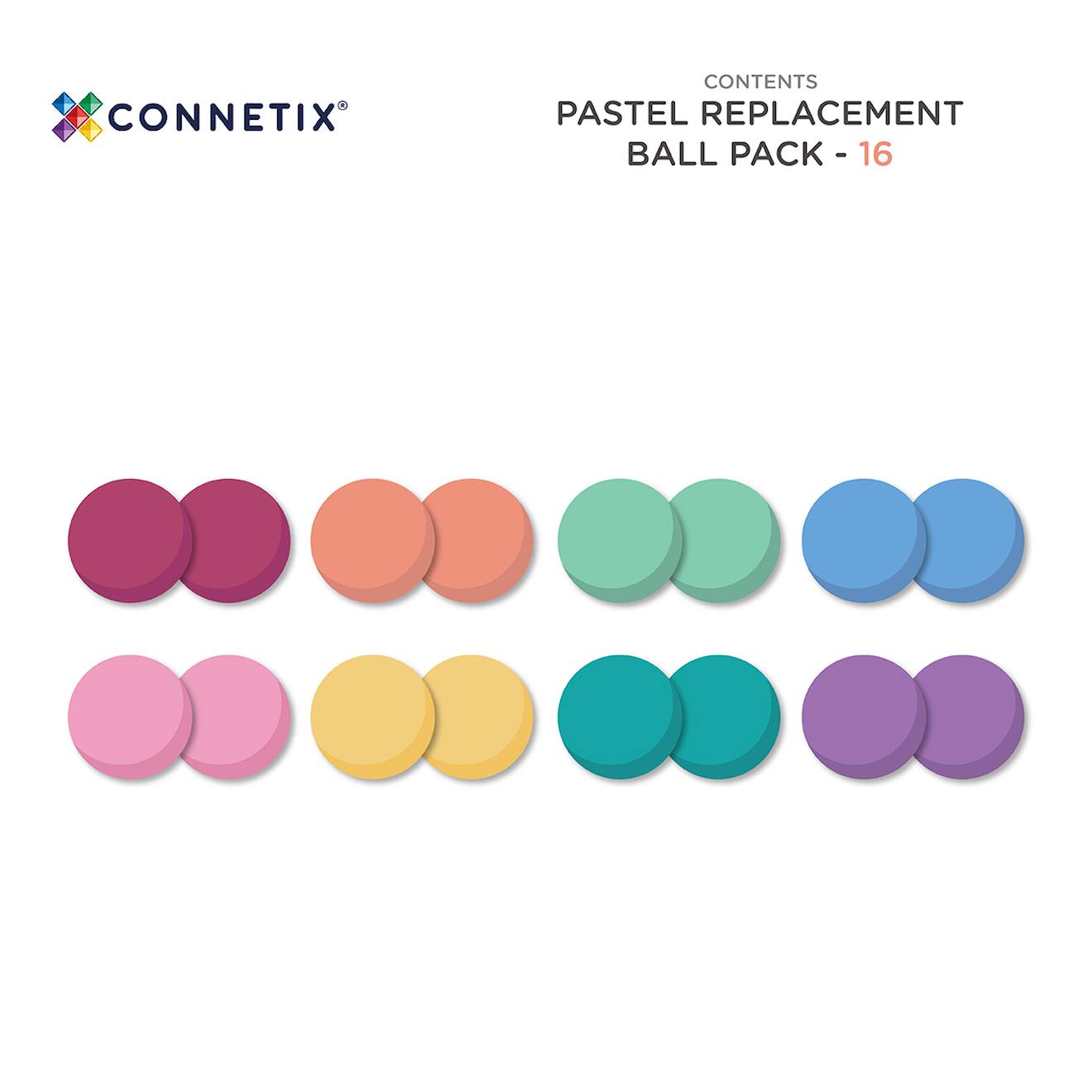 Jeu De Construction Magnétique Pastel Paquet De Balles, 16 Pièces Pastel (Connetix) - Image 2