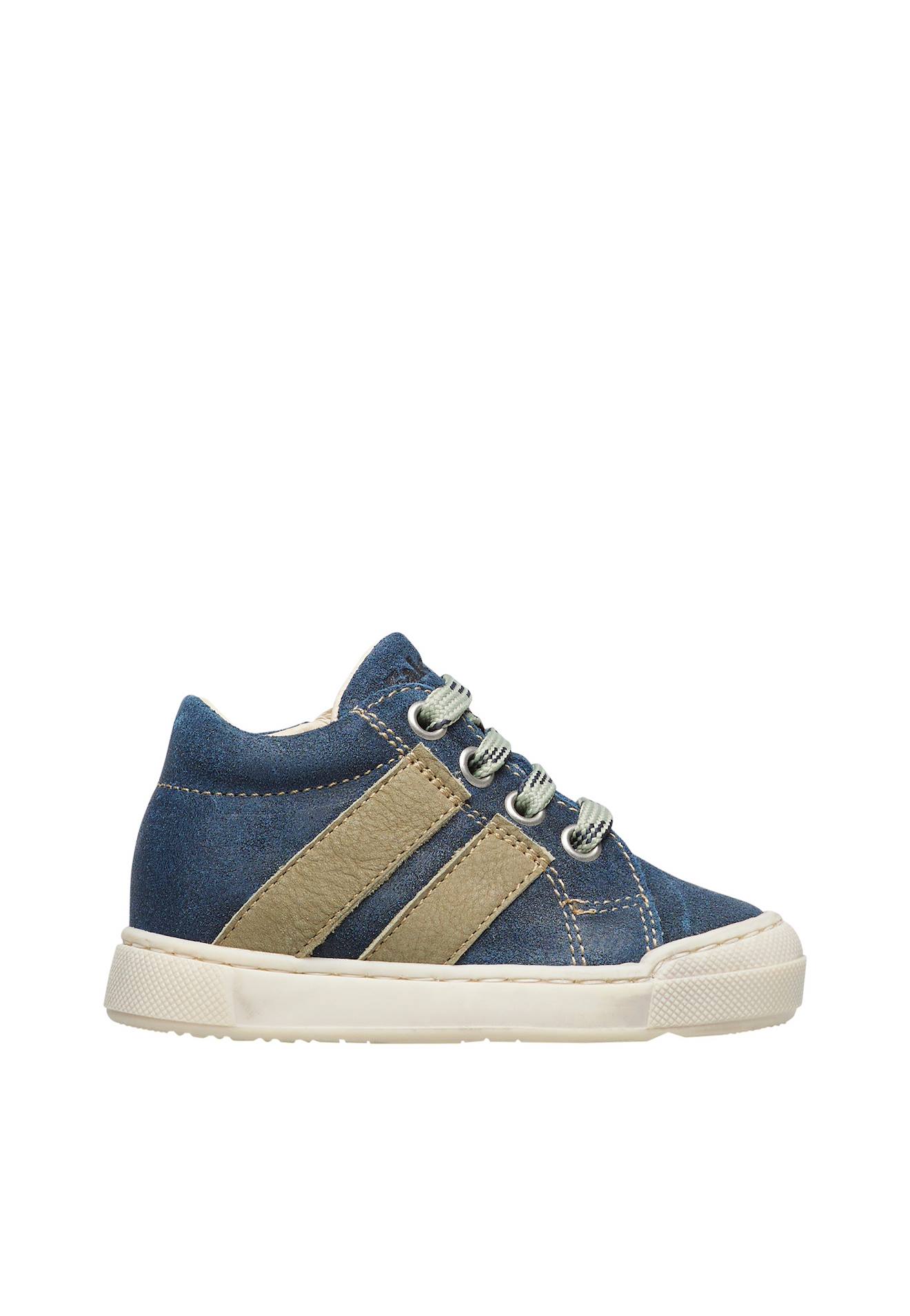 Baskets En Cuir Et Suède Gazer Zip Bleu-vert-