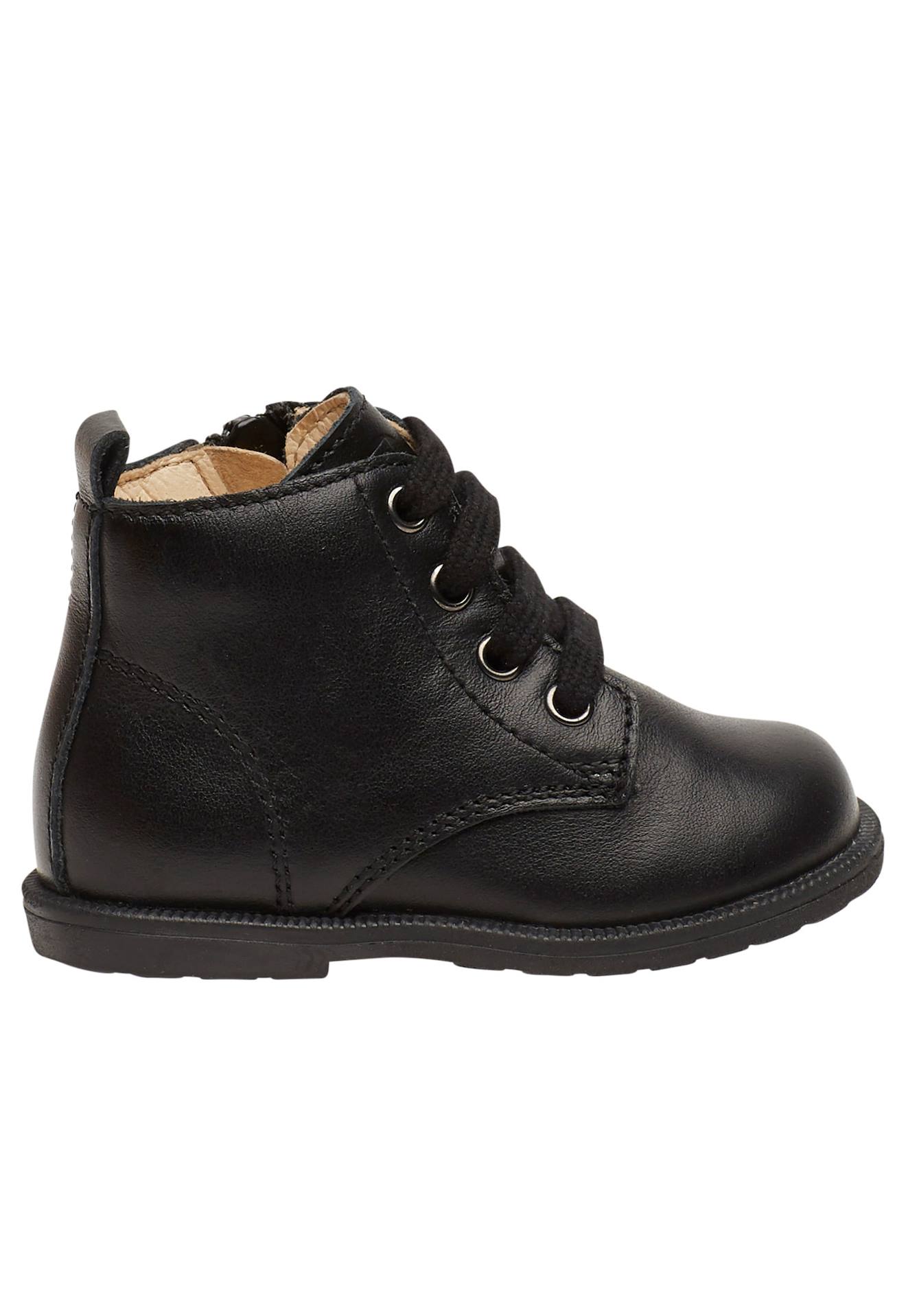 Bottines En Cuir Avec Fermeture Éclair Et Lacets Robin New Noir-