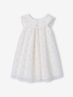 -Robe évasée fille tulle brodée