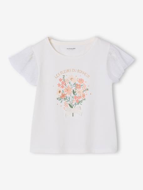 Fille-T-shirt, sous-pull-T-shirt-Tee-shirt manches courtes fleuri