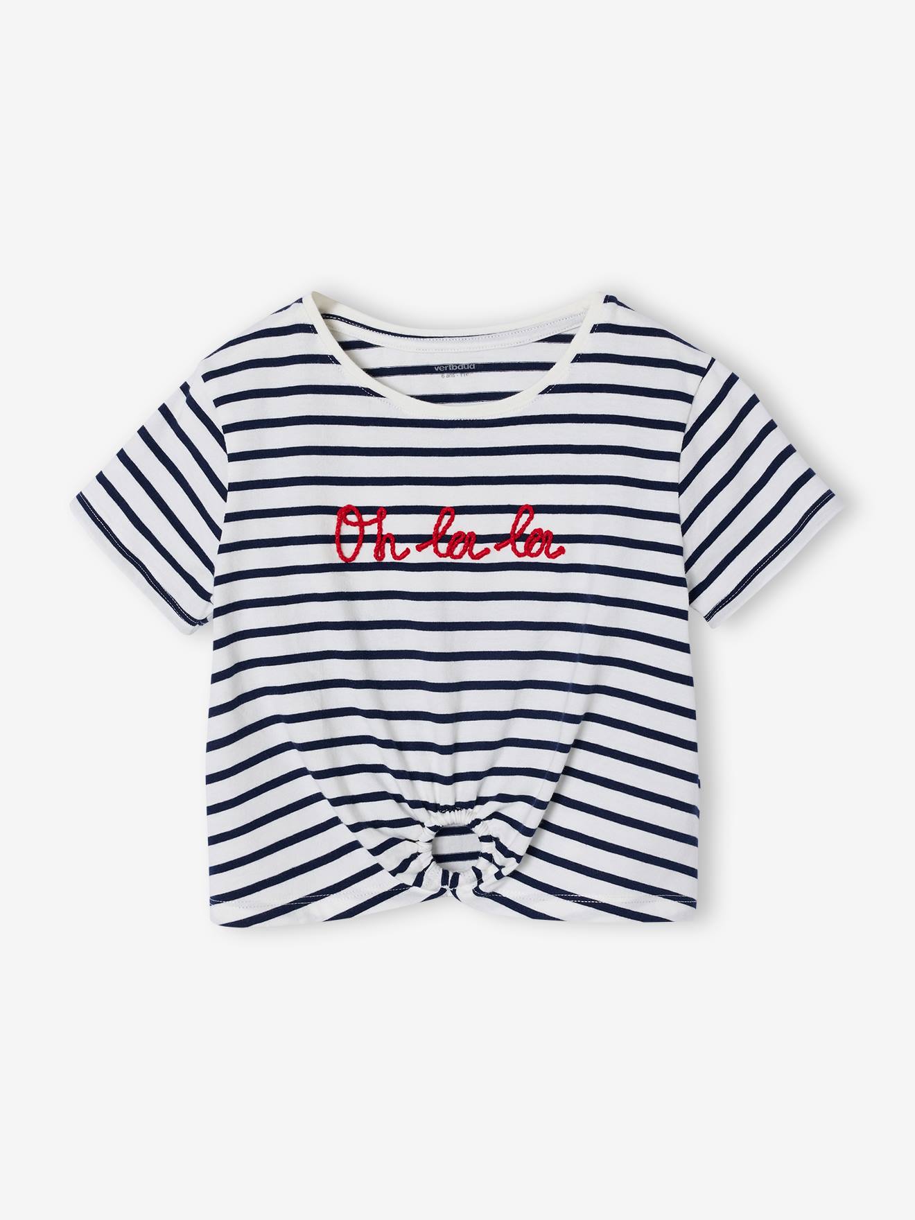 T-shirt fille dtail noeud fantaisie ray bleu 9 €