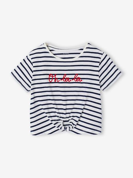Fille-T-shirt, sous-pull-T-shirt fille détail noeud fantaisie