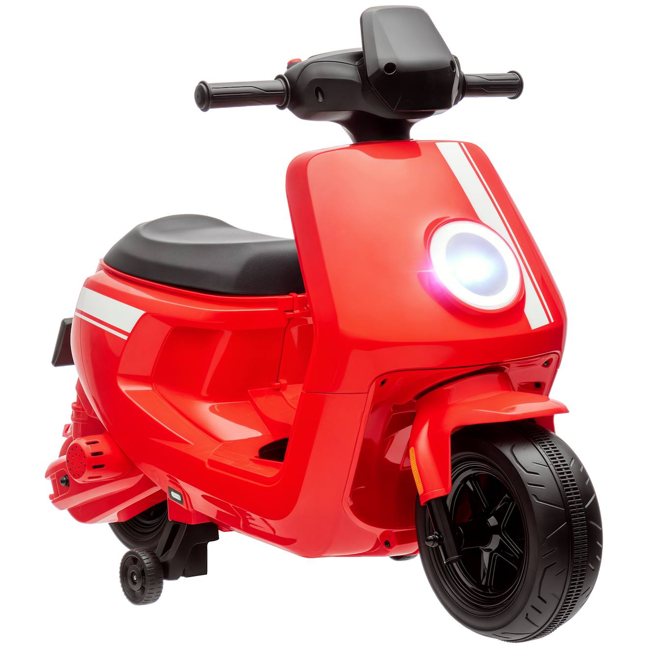 Scooter Électrique Enfant - Moto Enfant 6v 25w 2 Vitesses 1,5-3 Km/h Max. - Effets Sonores Lumineux Rouge