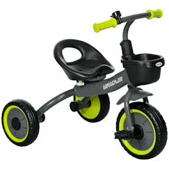 -Tricycle enfant multi-équipé garde-boue sonnette panier pédales antidérapantes siège réglable avec dossier
