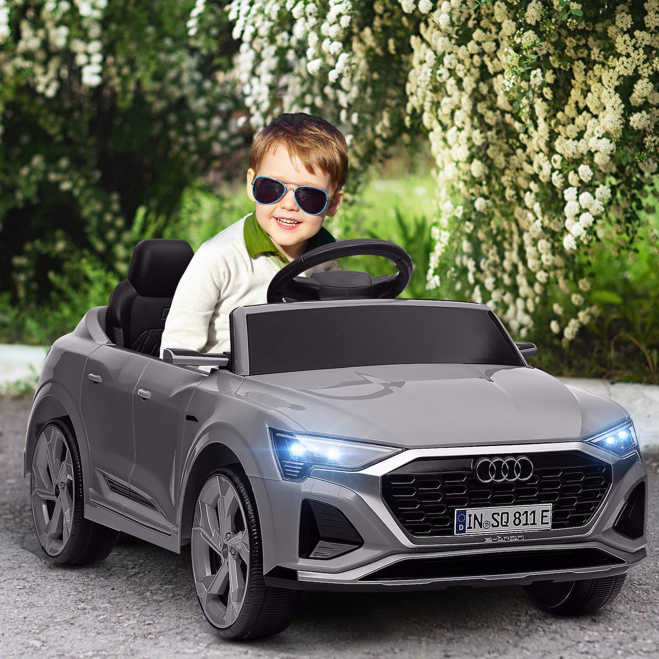 Voiture Électrique Enfant Audi Q8 Sportback E-tron 12v Max. 5 Km/h Télécommande Gris (Aiyaplay) - Image 1