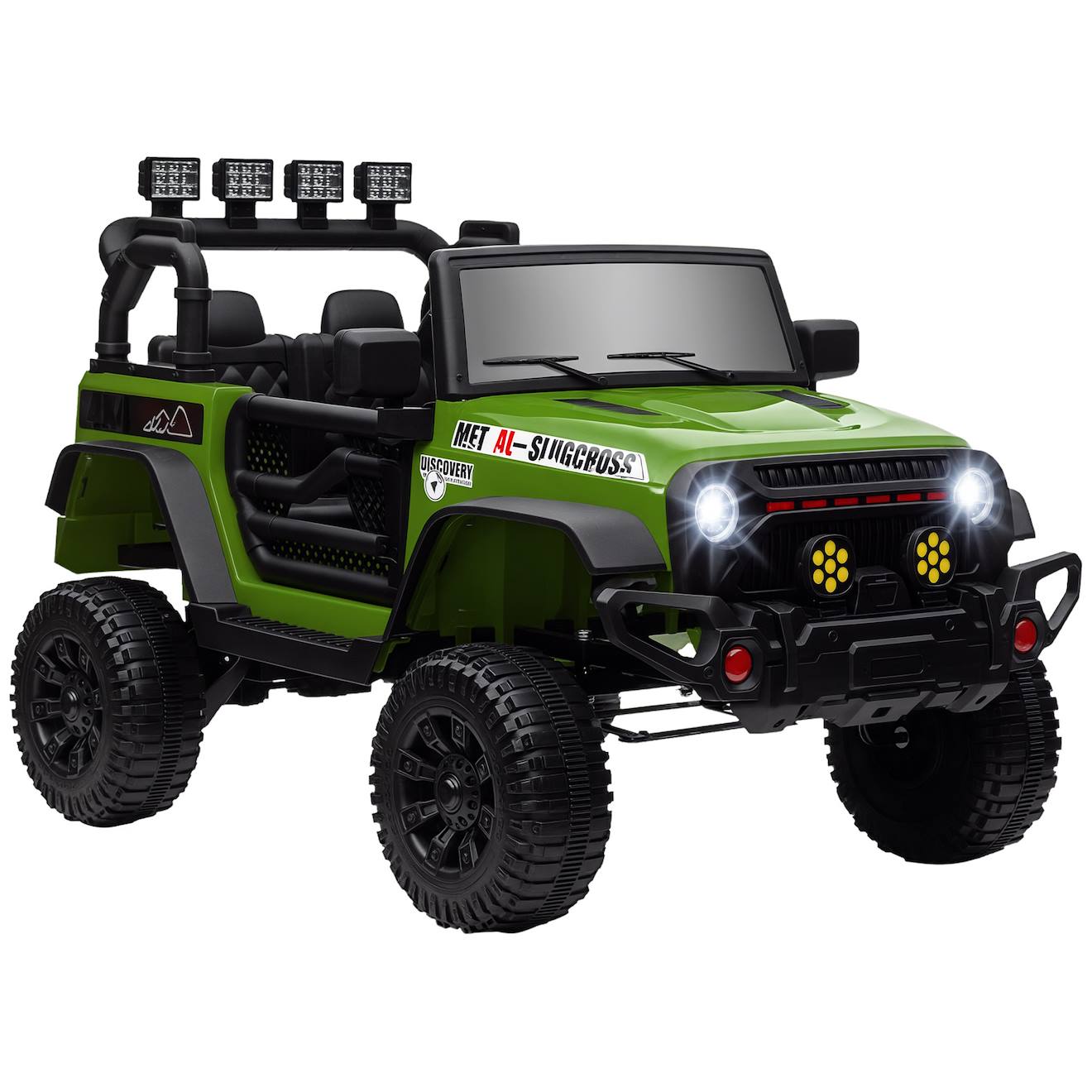 Voiture Électrique 4x4 Enfant - Portes Ouvrables, Ceinture, Télécommande - 3 Vitesses - Effets Sonores Lumineux Vert