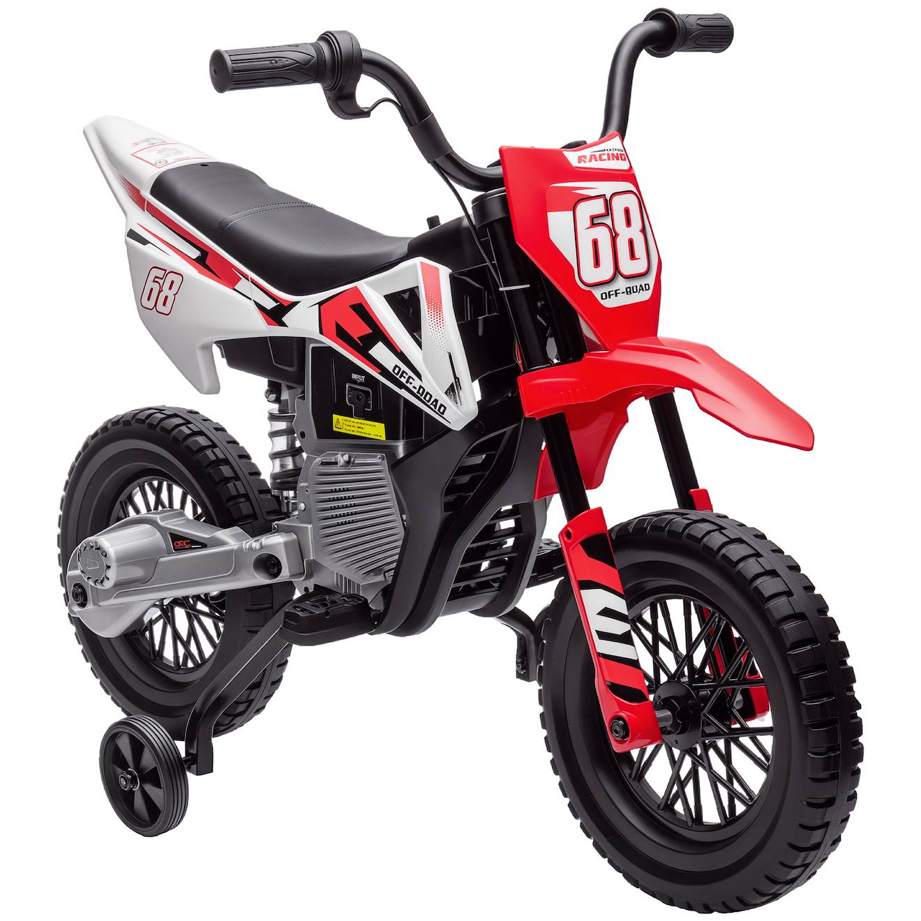Moto Cross Électrique Dirt Bike Enfant 12v 2 Moteurs 2 Vitesses 2,4-5 Km/h Max. Musiques Rouge