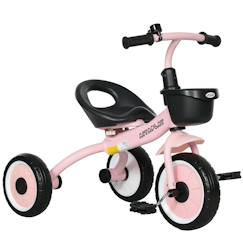 Jouet-Tricycle enfant multi-équipé garde-boue sonnette panier pédales antidérapantes siège réglable avec dossier