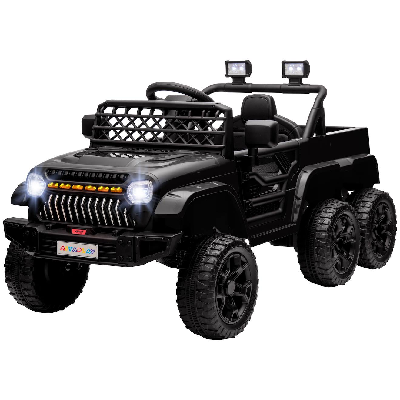 Buggy Quad Électrique Enfant 6 Roues - Télécommande - Coffre Benne - Nombreux Effets Noir