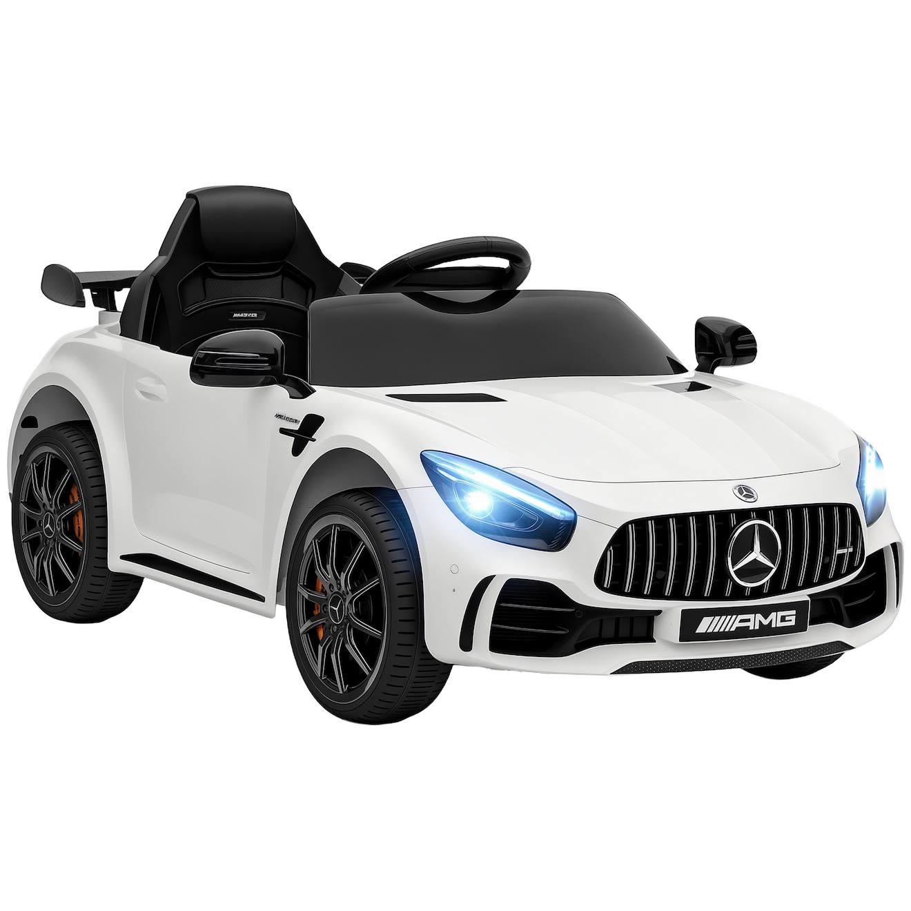 Voiture Électrique Enfant Mercedes-benz Amg Gtr - 12v, 5km/h Max. - Nombreux Effets - Télécommande Blanc