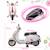 Scooter électrique enfant vespa 6v - musiques, feu av, entrée usb, radio fm - 2 roues auxiliaires Blanc+Rose+Vert 3 - vertbaudet enfant 